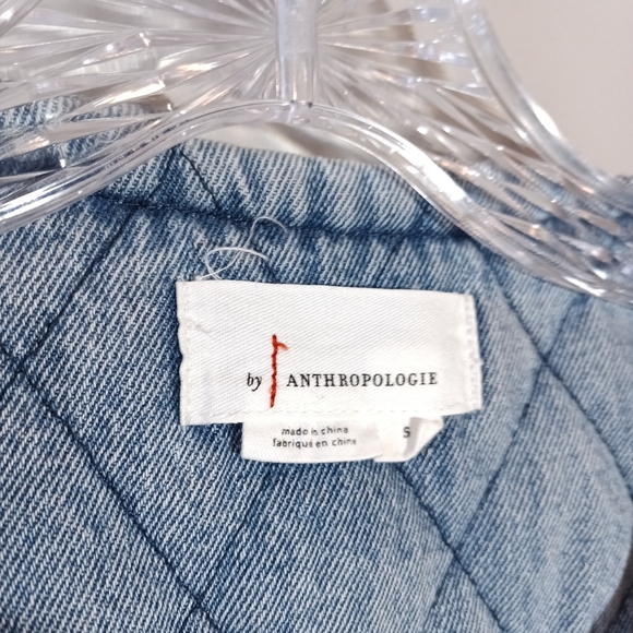 By Anthropologie Quilted Jacket Washed Denim Size S New Nwt - Picture 4 of 8